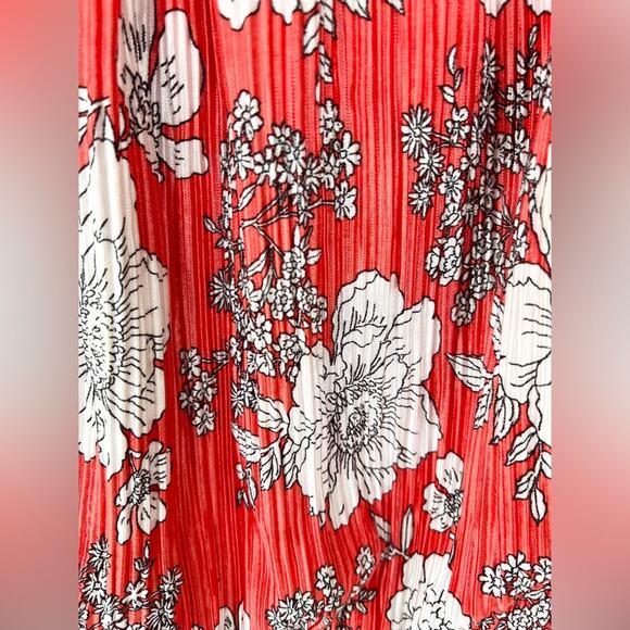 Free People Fresh Fields Pleated Jumpsuit Orange white floral crinkle flutter L - Picture 6 of 16